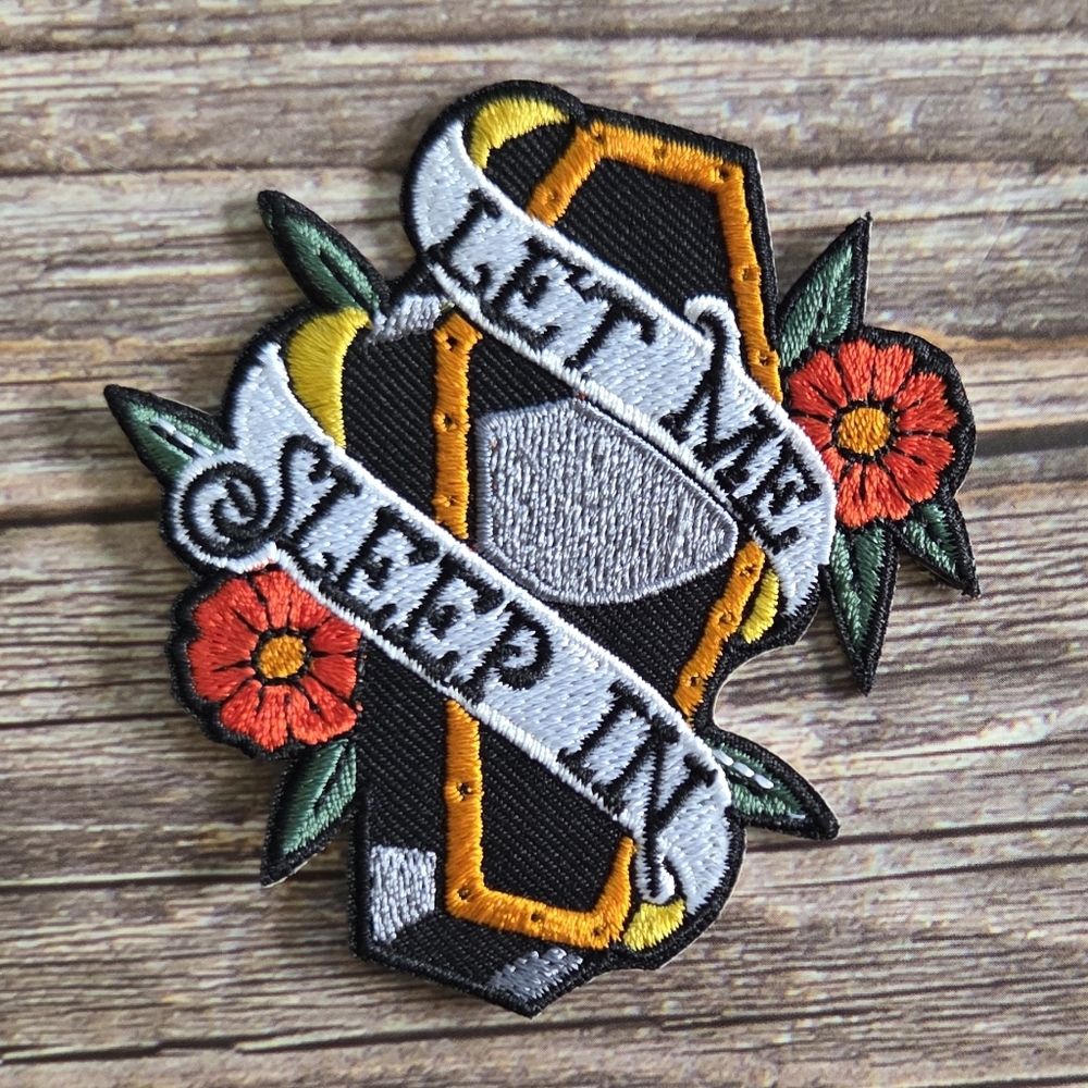 Let Me Sleep In Gothic Coffin Tattoo Flash Witch Death Iron on Patch